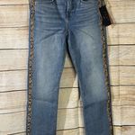 7 For All Mankind Jen ankle straight jeans animal print side trims Size 2 Photo 10