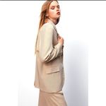 ZARA NEW Women's Size Beige One-Buttoned Long Sleeve Oversized Blazer Jacket Tan Photo 4