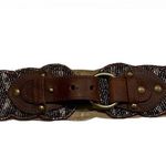 Glass Beaded Belt with leather accent buckle, Sz XS/S Photo 5