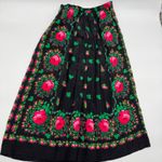 Vintage UMI COLLECTIONS Black Pink Rose Appliqué Cardigan & Silk Skirt Set Med Photo 9