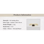 Boutique NEW‎ Yellow Gold Plated Silver Baguette Onyx Simulated Diamond Ring Sz 6 Photo 6