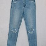 American Eagle AE Light Wash Denim High Rise Distressed Mom Jean Photo 0