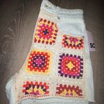 SO NWT  Granny Square Crochet Panel Denim Shorts, Size 1/25W Super cute! Photo 1