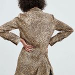 ZARA TRF Leopard Animal Print Long Shirt Tunic Satin Mini Dress - Blogger Medium Photo 4