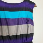 Loft Ann Taylor Blue Purple Gray Striped Colorblock Dress Photo 6