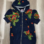 Juicy Couture  Y2K Rare Cherry Puff Sleeve Short Sleeve Zip Up Top Women’s Large Photo 0