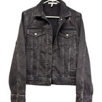Avec Les Filles Denim Jacket  Black Washed Denim Distressed Sz M Fall Winter Photo 0