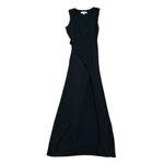 l*space L* Candice Cover Up Midi Dress Black Ribbed Stretch High Slit Size Large Photo 1