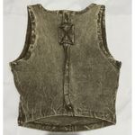 Zenana Outfitters Exposed Seam V-Neck Wide Strap Crop Tank Top Gray Acid Wash Woman Size S Photo 2