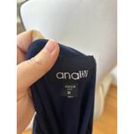 Analili  Navy Blue Silk One Shoulder Draped Tank Blouse Photo 4