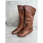 Cathy Jean  Women’s 7 Brown Tan Leather Boots W/Buckle Riding 90s Y2K Below Knee Photo 3