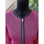 a.n.a  Bomber Jacket Womens PL Pink Black Mesh Polyester Long Sleeve Full Zip Photo 11