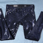 AG Adriano Goldschmied  Navy Sequin Ankle Leggings Pants Jeans Size 25 Photo 0