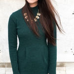 Everly Every Forest Green waffle knit Mini‎ Dress long sleeve size small Photo 0