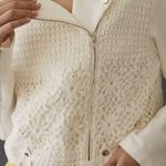 Anthropologie Crochet Canvas Moto Jacket White (xsmall) preppy floral crop work Photo 9