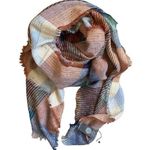 Vince Camuto NWT  Plaid Woven Scarf in Orange and Blue New w/Tag Photo 0