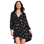 Free People  black floral printed Winter Sun Tunic swing Dress M Photo 9