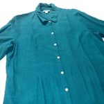 J. Jill | Dark Teal Pleated Button Up Crepe Top | Large Green Photo 2