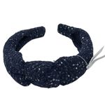 J.Crew  Textured Knot Headband Navy Tweed Silver Sequin NEW Photo 3
