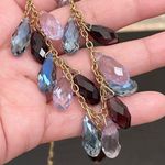 Purple Lavender Iridescent Teardrop Crystal Glass Beaded Chain Necklace Photo 7