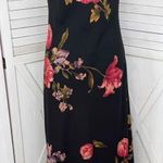 Vintage 90s Positive Attitude Floral Maxi Slip Dress Black Medium Glam Grunge Size 12 Photo 0