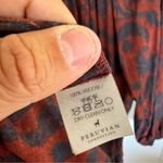 Peruvian Connection  rust brown floral drop smock waist dress size medium. Photo 5