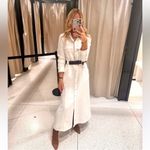 ZARA  Belted Crepe Midi Shirtdress Dress White Size L 2252/542 Photo 4