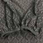 Ann Taylor LOFT Gray Lace Mosaic Floral Sheer Long Sleeve Mock Neck Blouse Top Size M Photo 12