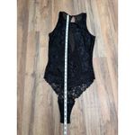 Jessica Simpson ‎ Black Lace Halter Bodysuit M – Floral Mesh Panel Back Keyhole Photo 4
