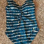 Banana Moon teal tie dye lace up one piece swimsuit Blue Size M Photo 0