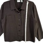 Chico's  Shirt Jacket Women L Chocolate Brown Button Pockets Modern Travel Shacket Photo 8