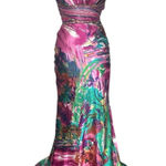 David's Bridal David’s Bridal Pink Floral Watercolor Mermaid Prom Dress Back Detail Size 1/2 Photo 0