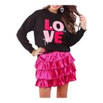Jess Lea Love Chenille XOXO Sweatshirt Pink Valentine's‎ Women Size Large New Black Photo 9