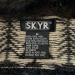 SKYR Nordic Fair Isle Faux Fur Collar/cuffs Wool Cardigan VTG Hong Kong EUC Blue Size M Photo 4