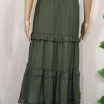 Elegant Olive Green Tiered Skirt Photo 8
