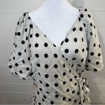 Gap  Cream and Black Wrap Polka Dot Blouse Linen Blend Photo 2