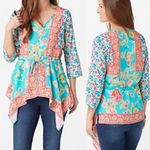 Anthropologie X Tolani Collection Patchwork Floral Boho Top Handkerchief Hem Photo 4