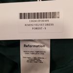 Reformation ππ Rimini Velvet Dress ~ Forest Green Small S NWT Photo 14