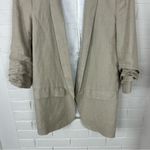 ZARA Ruched Sleeve Tan Linen Blend Blazer Size S Photo 3