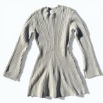 H&M  Ribbed Knit Wool-Blend Mini Dress Long Sleeve Neutral Size M Photo 3