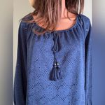 Rafaella Women's Eyelet Knit Top. XXL. On Or Off Shoulders. Blue. NWT Photo 7
