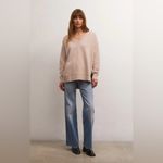 Z Supply  Quilted V Neck Weekender Oversized Sweatshirt in‎ Almond Size Medium Photo 1