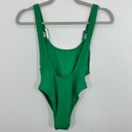 Aerie One Piece Swimsuit XS Green Cheekiest High Cut Ribbed Square Buckle Strap Photo 4