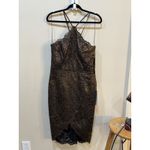 Adrianna Papell  Women's Foil Floral Lace Halter Dress Size 14 Sexy Cocktail Photo 2