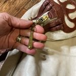 Allison Scott Handbag Purse White With Brown Leather‎ Detail Purse Shoulder Photo 7