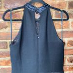 Alberto Makali Black Sleeveless High Neck Embroidered Mini A-Line Dress Size 12 Photo 5