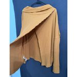 Free People Top Womens Medium Mustard Yellow Waffle Knit Raw Hem Cowl Neck Cozy Photo 2