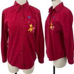 Disney Vintage Y2k Winnie the Pooh Embroidered Button Down Shirt Red Womens S Photo 1
