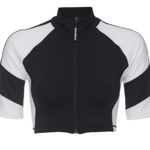 Good American zip up crop top and black and white Photo 2