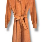Vintage Samuel Robert Terracotta Orange Peach Suede Long Belted Coat Photo 0